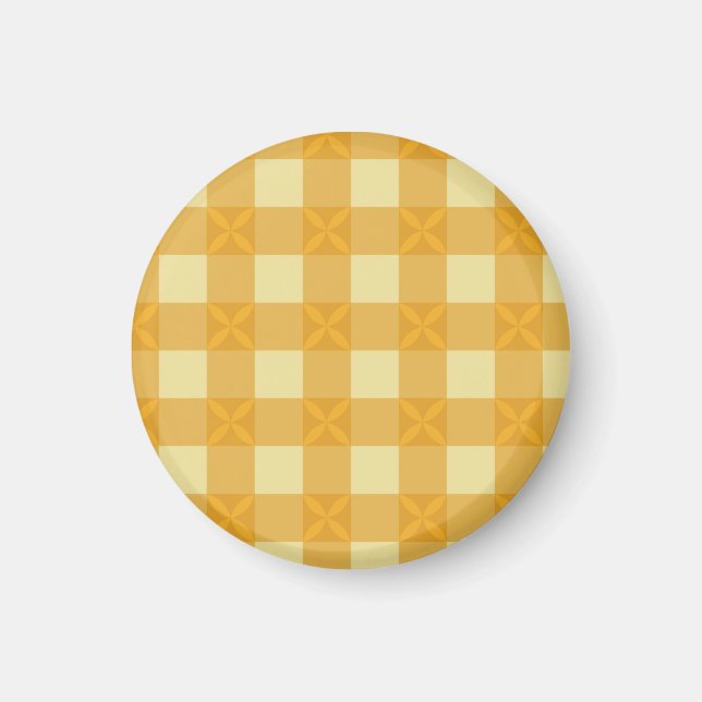 Gelb Gingham & Gelbe Blütenblätter Magnet (Vorne)