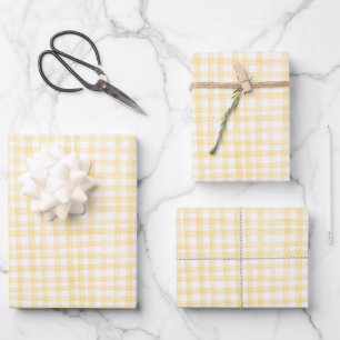 Gelb Gingham Handmade Muster Süß INDIVIDUELL Geschenkpapier Set