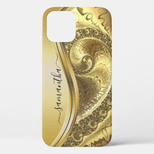 Gelb Gold Glänzend Metallische Handschrift Monogra Case-Mate iPhone Hülle