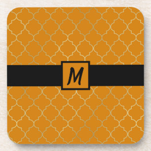 Gelb-Gold-Vierblattmuster mit Kurkuma Getränkeuntersetzer