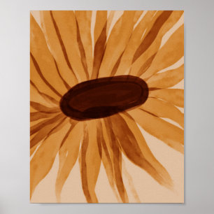 Gelb-goldene Sonnenblume Aquarell Rustikal Poster