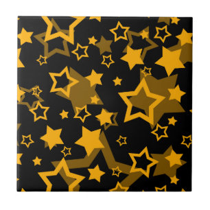Gelb-goldene Sterne Glitter-Design Fliese