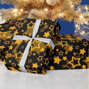 Gelb-goldene Sterne Glitter-Design  Geschenkpapier