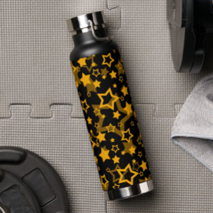 Gelb-goldene Sterne Glitter-Design Trinkflasche