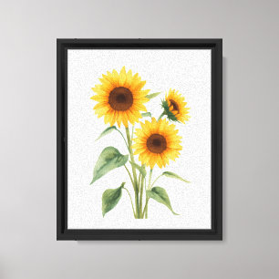 Gelb-goldener Sonnenblumen-Wasserfarben-Blumenprin Leinwanddruck