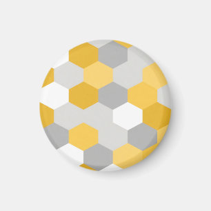 Gelb-graues Sechseck-Geometrisches Muster Magnet