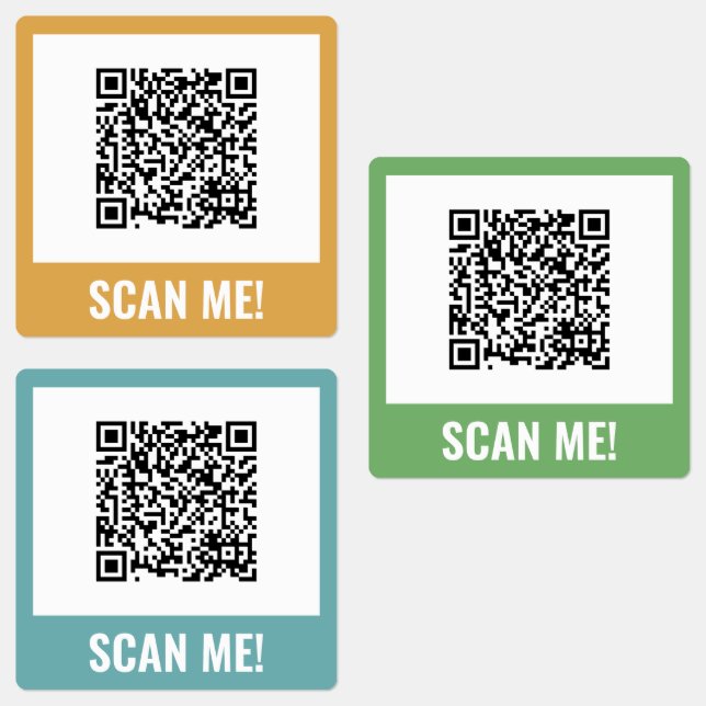 Gelb grün blau scanne mich! QR-Code-Labels Etiketten (Gruppe)