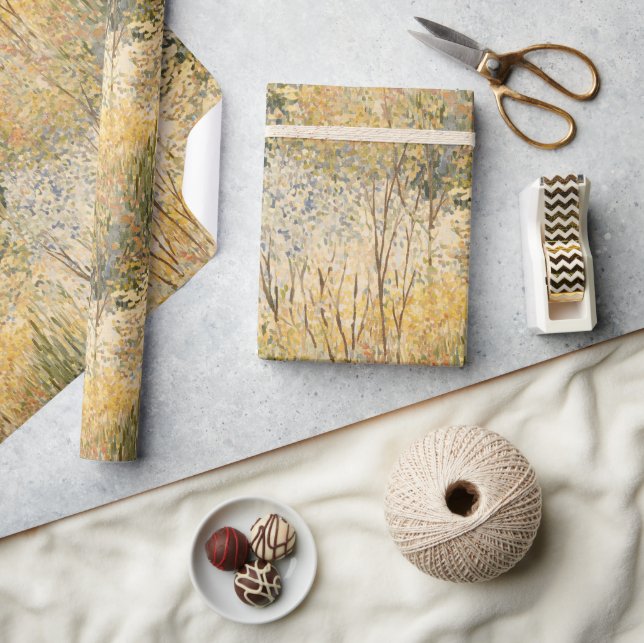 Gelb Grün Braune Bäume   Geschenkpapier (Kunsthandwerk)
