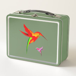 Gelb-Grün-Hummingvogel Metall Brotdose