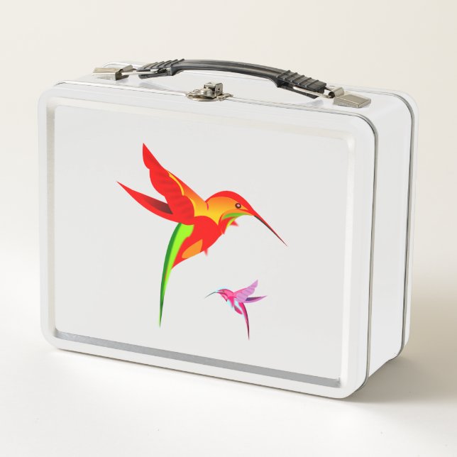 Gelb-Grün-Hummingvogel Metall Lunch Box (Vorderseite)