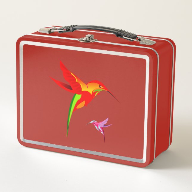 Gelb-Grün-Hummingvogel Metall Lunch Box (Vorderseite)