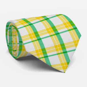 Gelb grün Kariertes Muster Karo Tartan drucken Krawatte