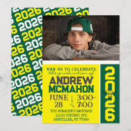 Gelb & Grün Modernes Abschluss Foto Einladung