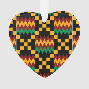 Gelb, Grün, Rot, Schwarz Kente Tuch Ornament