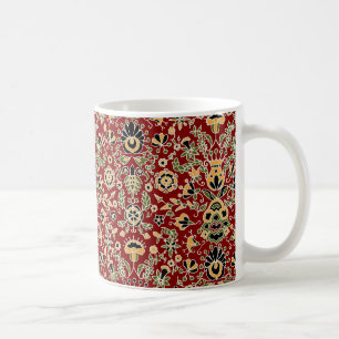 Gelb, grün, schwarz auf tiefrot kaffeetasse