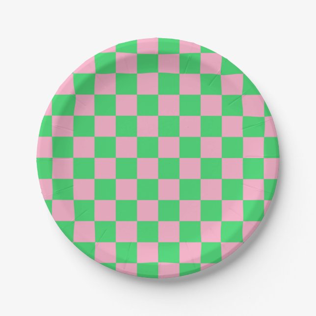 Gelb grün und rosa pappteller (Vorderseite)