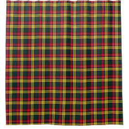 Gelb, Grün und Rot Buchanan Clan Tartan Duschvorhang