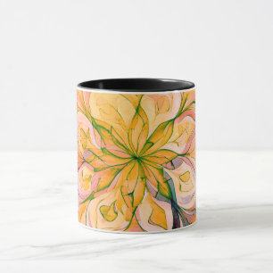 Gelb-grüne Aquarell-Blumen-Boho-Mandala Tasse