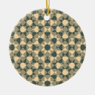 Gelb Grüne Checker-Diamant-Karomuster Keramik Ornament