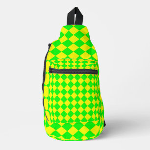 Gelb Grüne Checker-Diamant-Muster Crossbody Bag