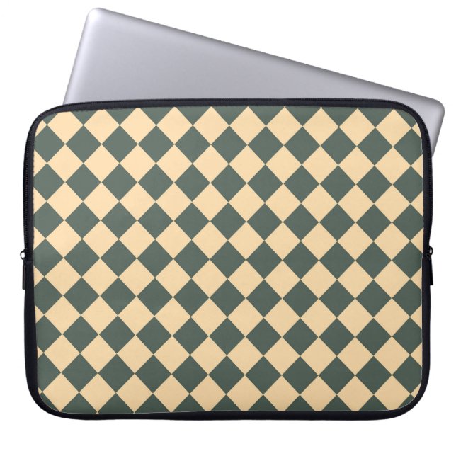 Gelb Grüne Checker-Diamant-Muster Laptopschutzhülle (Vorderseite)