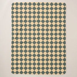 Gelb Grüne Checker-Diamant-Muster Sherpadecke