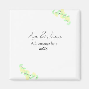 gelb grüne florale abstrakte Hochzeitspaar Name d Magnet