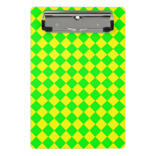 Gelb Grüne Schachbrett-Diamantmuster Mini Klemmbrett
