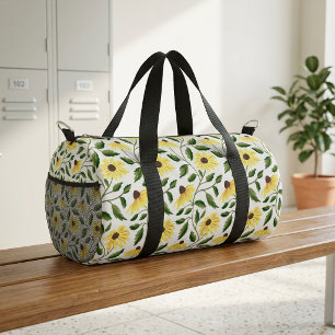 Gelb grüne Sonnenblume Wasserfarbe Wildblume Duffle Bag