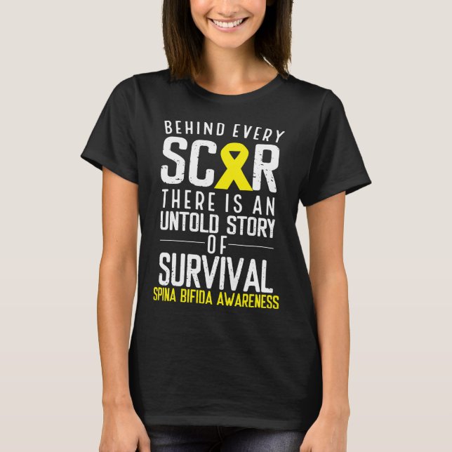 Gelb hinter jeder Spina Bifida Bewusstsein T-Shirt (Vorderseite)
