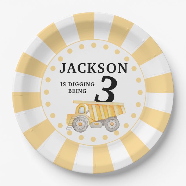 Gelb im Baugewerbe Geburtstagspapiere-Teller Pappteller (Vorderseite)