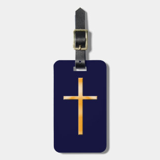 Gelb (Imitat Stein) Religiöses Kreuz/Personalisier Gepäckanhänger
