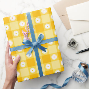 Gelb kariert floral geschenkpapier