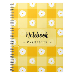 Gelb kariert floral notizblock