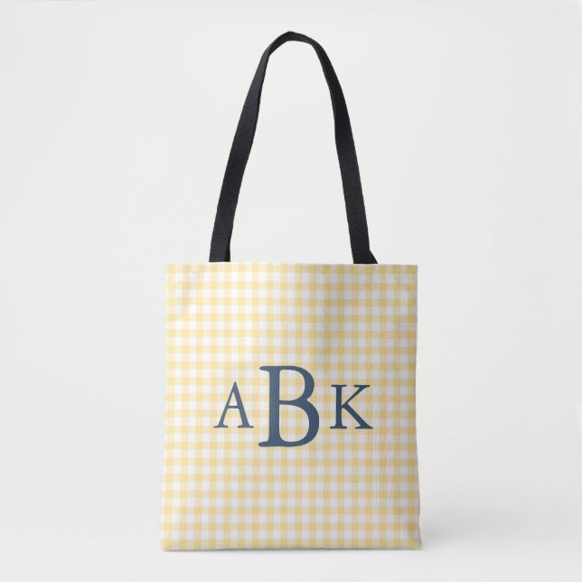 Gelb kariert mit Monogramm Tasche (Vorderseite)