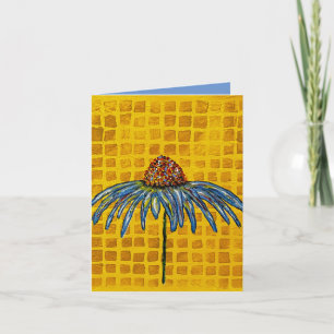 Gelb karierte Kegelblumen-Notizkarte