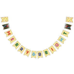 Gelb karierte Merry & Bright-Girlande Wimpelkette
