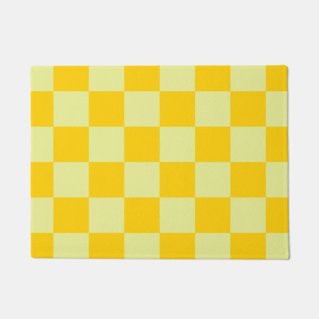 Gelb kariertes Gingham-Muster Fußmatte (Vorderseite)