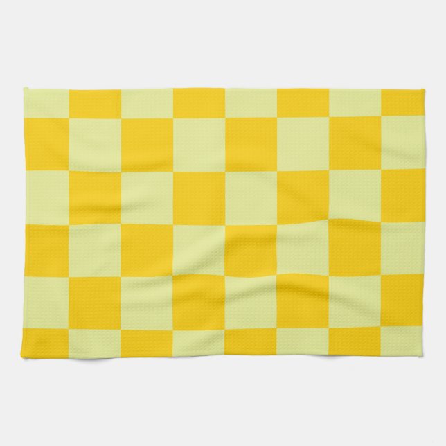 Gelb kariertes Gingham-Muster Geschirrtuch (Horizontal)