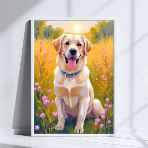 Gelb Labrador Retriever Hund Haustier Malerei Poster