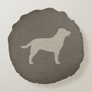 Gelb Labrador Retriever Silhouette Hunderasse Rundes Kissen