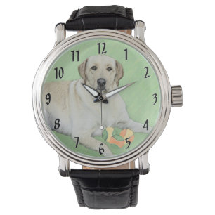 Gelb Labrador Retriever & Tennisbälle Malerei Armbanduhr