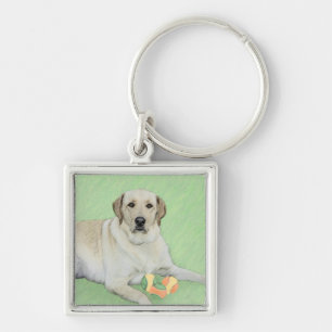 Gelb Labrador Retriever & Tennisbälle Malerei Schlüsselanhänger