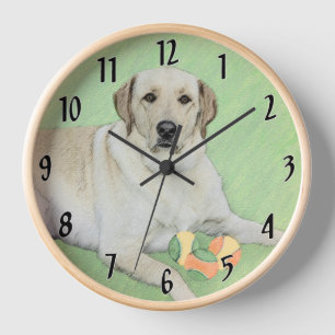 Gelb Labrador Retriever & Tennisbälle Malerei Uhr