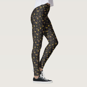 Gelb, Lila und rosa Indische Abstrakte Flora Leggings