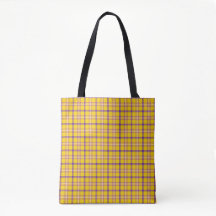 Gelb Lila Weiß Karierter Klassischer Tote Bag