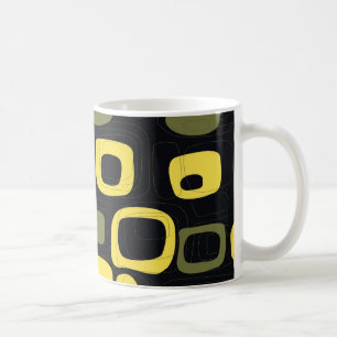 Gelb, Limette, Schwarze Retro-Abstrakte Kunst-Tass Kaffeetasse