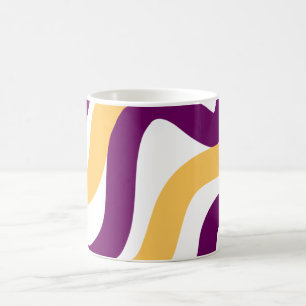 Gelb-marron-rote geschwungene Linien wellenförmige Kaffeetasse