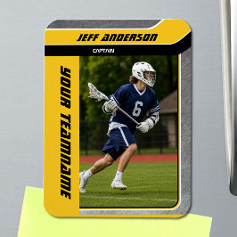 Gelb-Metall-Lacrosse-Spieler-Foto Magnet