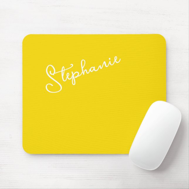 Gelb minimalistischer personalisierter Skriptname  Mousepad (Mit Mouse)